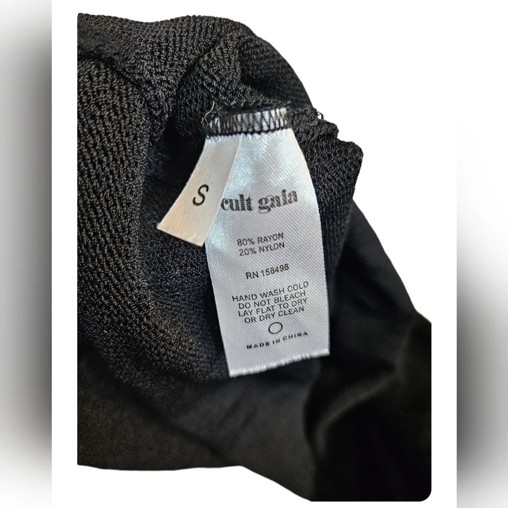 Cult Gaia Carla knit stretch cut out back flare sleeve NWT dress black - Picture 2 of 7